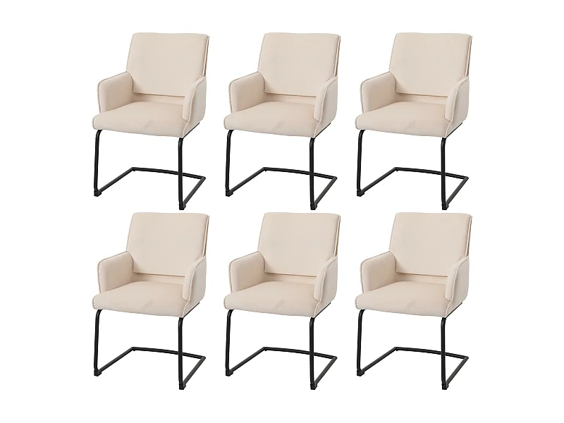 Chaise cantilever MCW-N60 (lot de 6),  crème-beige
