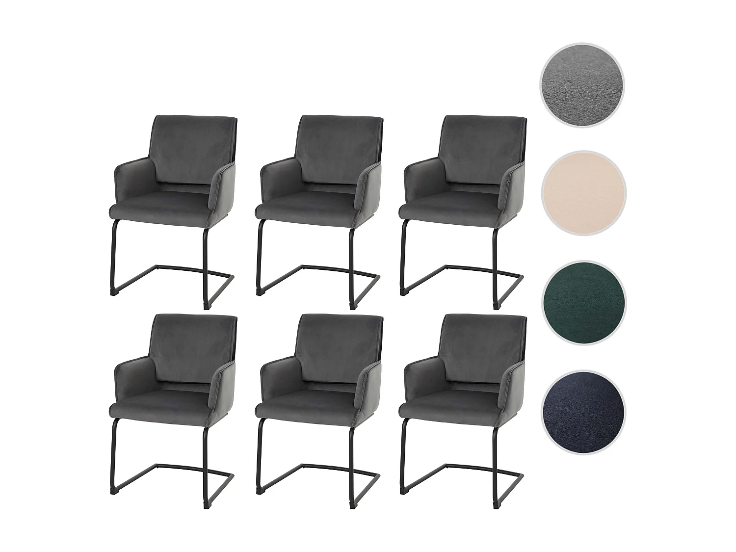 Sledestoel MCW-N60 (set van 6),  donkergrijs