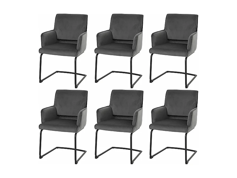 Chaise cantilever MCW-N60 (lot de 6),  gris foncé