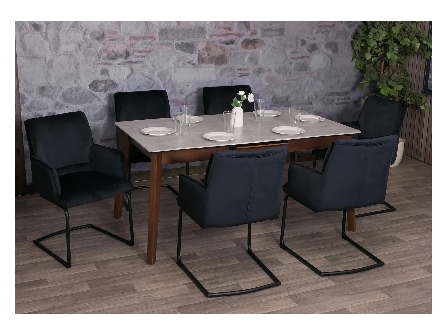 Sledestoel MCW-N60 (set van 6),  antraciet-blauw