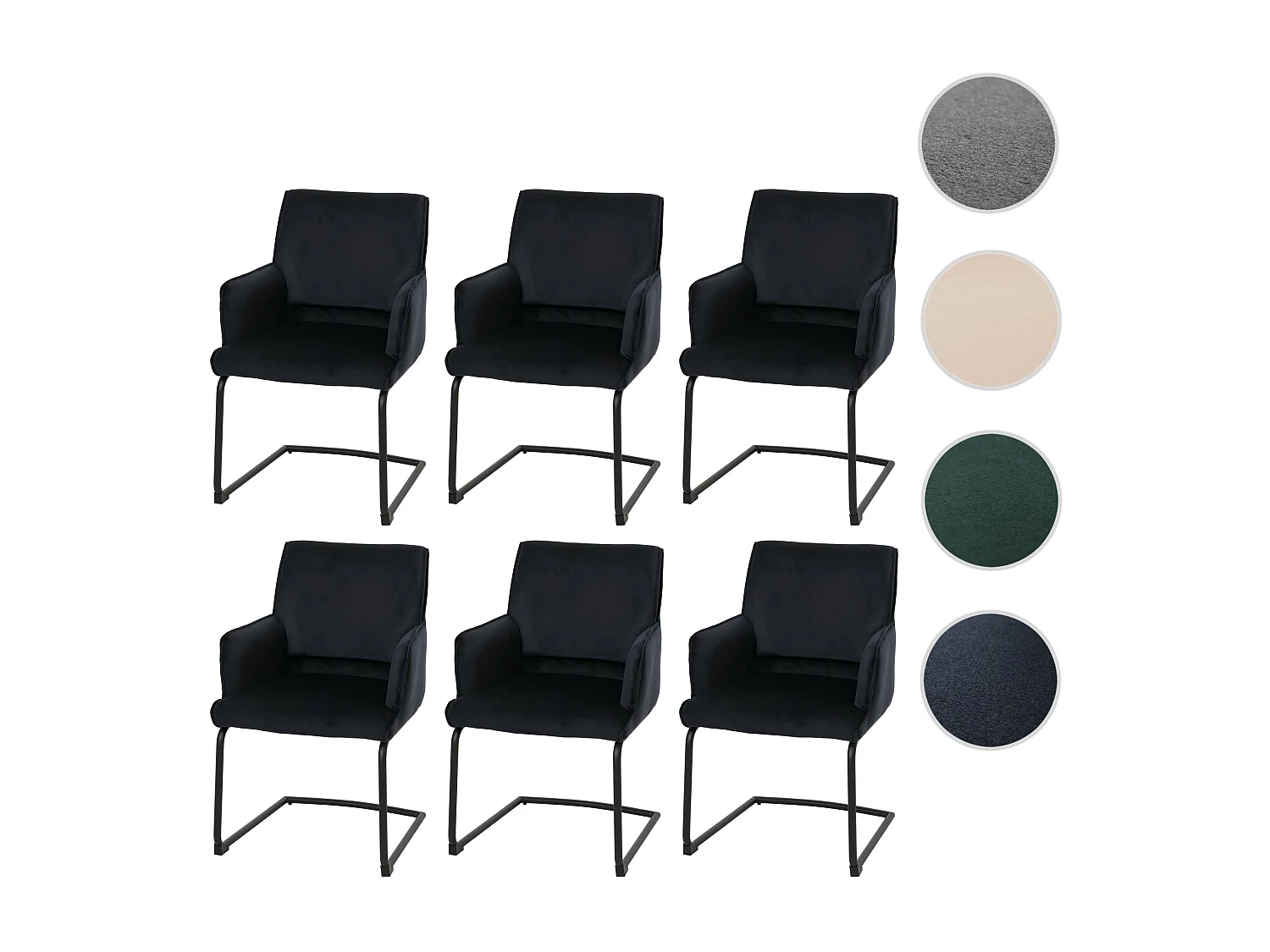 Sledestoel MCW-N60 (set van 6),  antraciet-blauw