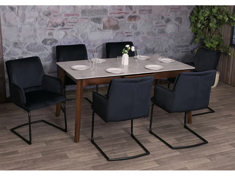 Chaise cantilever MCW-N60 (lot de 6),  bleu anthracite