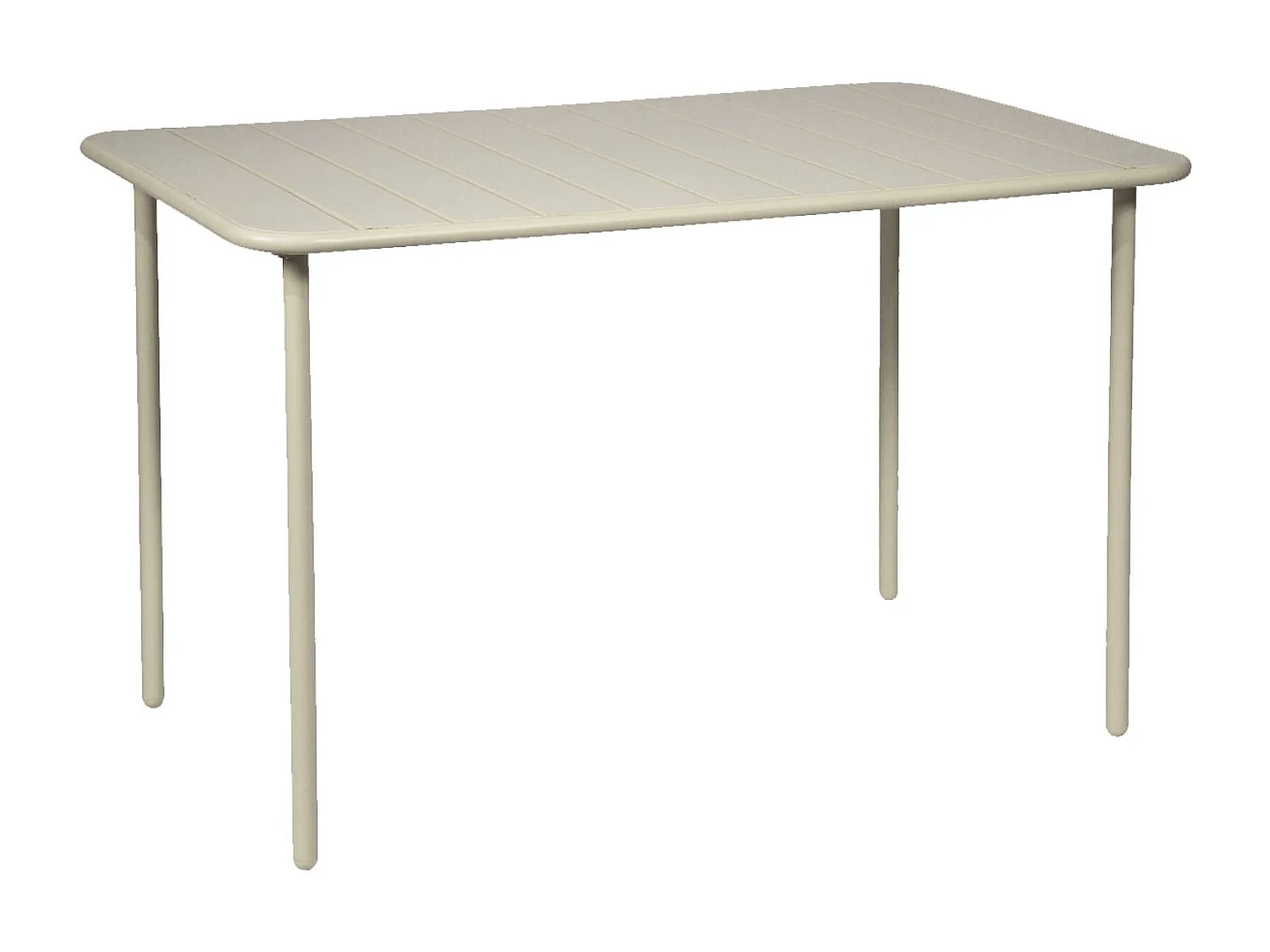 Mesa de jardín metálica de 120cm, 4 plazas beige