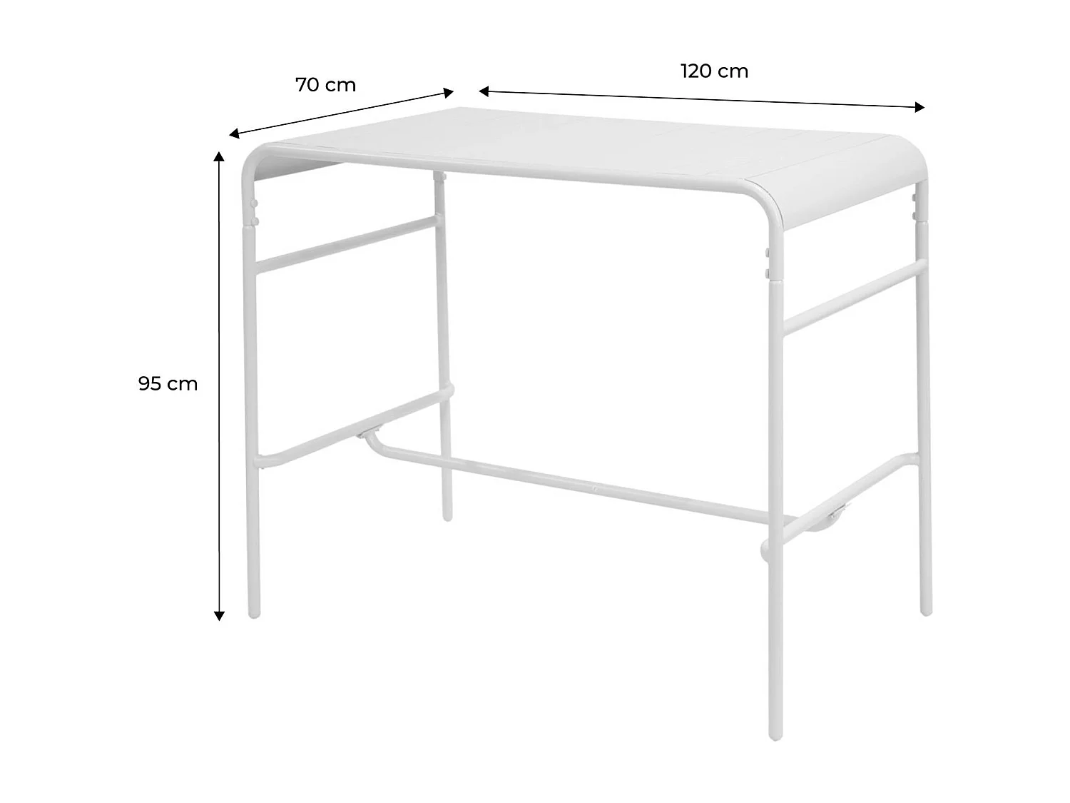 Table haute de jardin métal 4 places. beige. 120 x 70 x 95cm
