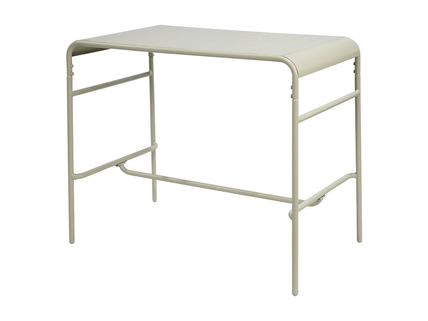 Table haute de jardin métal 4 places. beige. 120 x 70 x 95cm