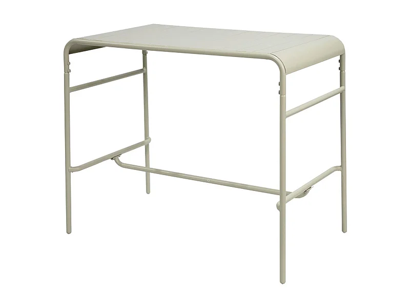 Table haute de jardin métal 4 places. beige. 120 x 70 x 95cm