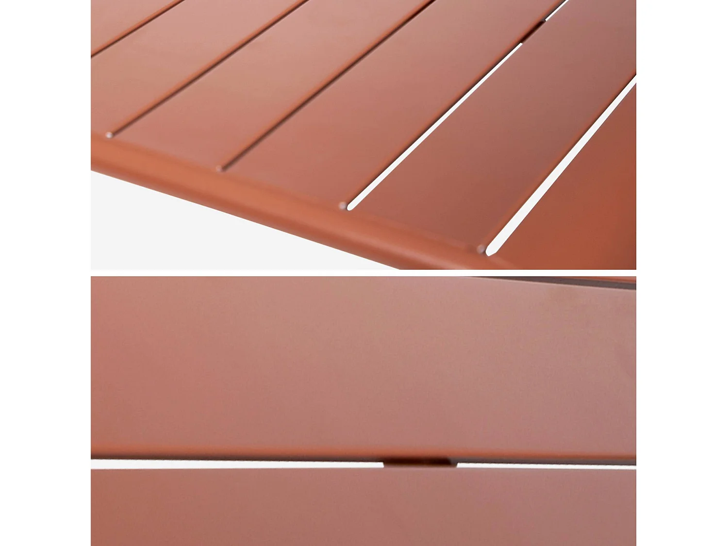 Mesa alta de jardín metálica, 4 plazas terracotta