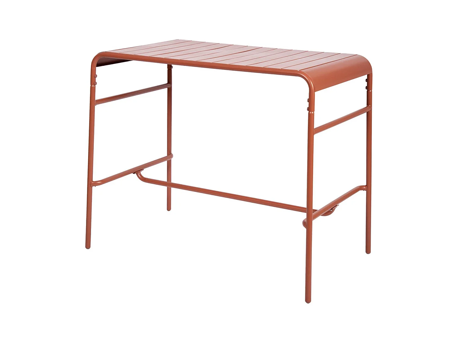 Mesa alta de jardín metálica, 4 plazas terracotta