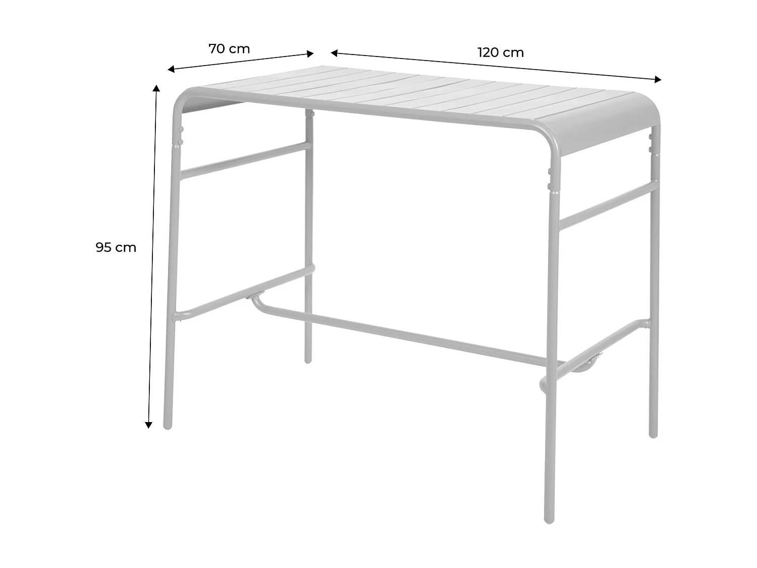 Mesa alta de jardín metálica 120cm, 4 plazas terracotta