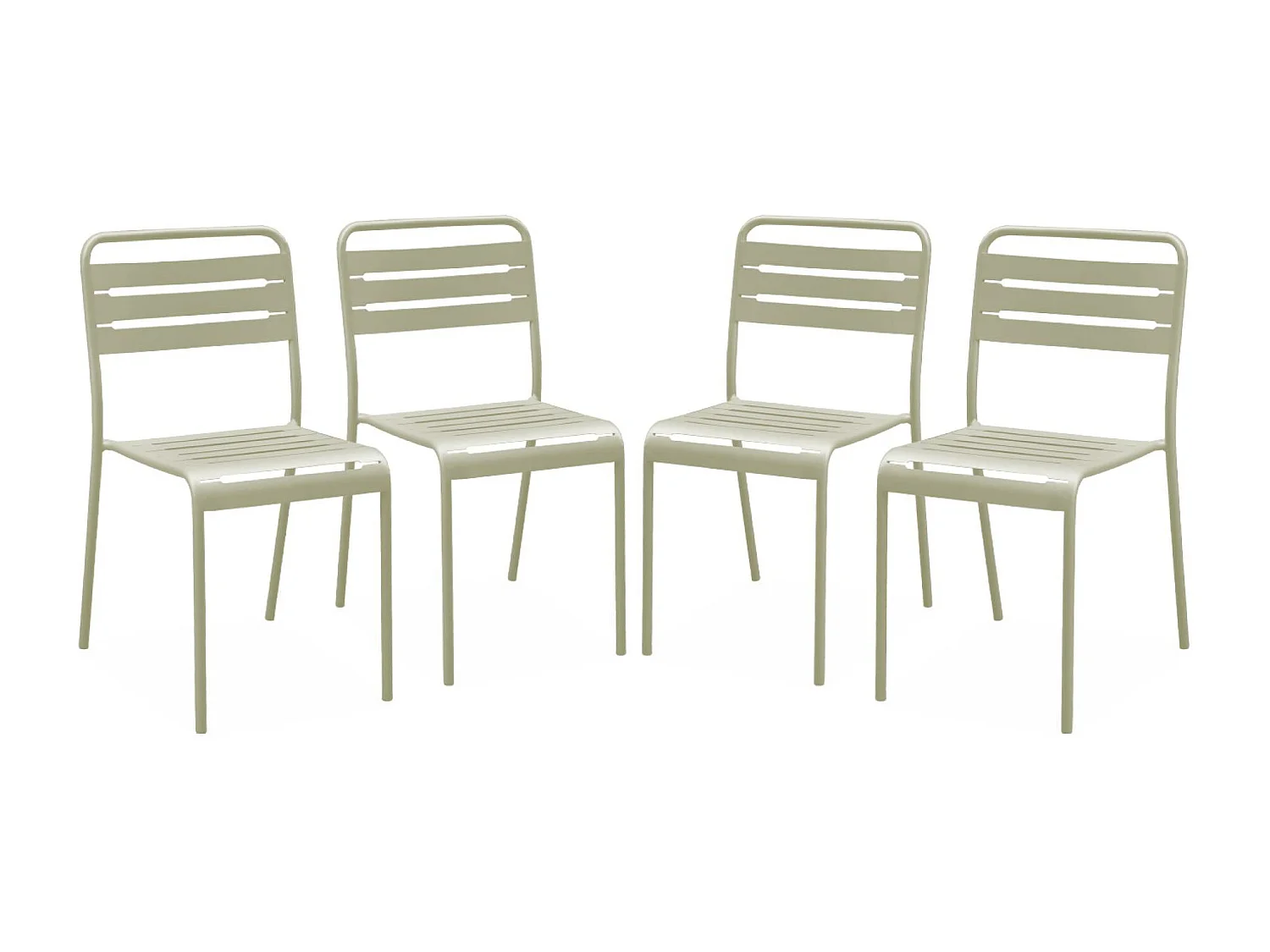 Set di 4 sedie da giardino in acciaio, beige