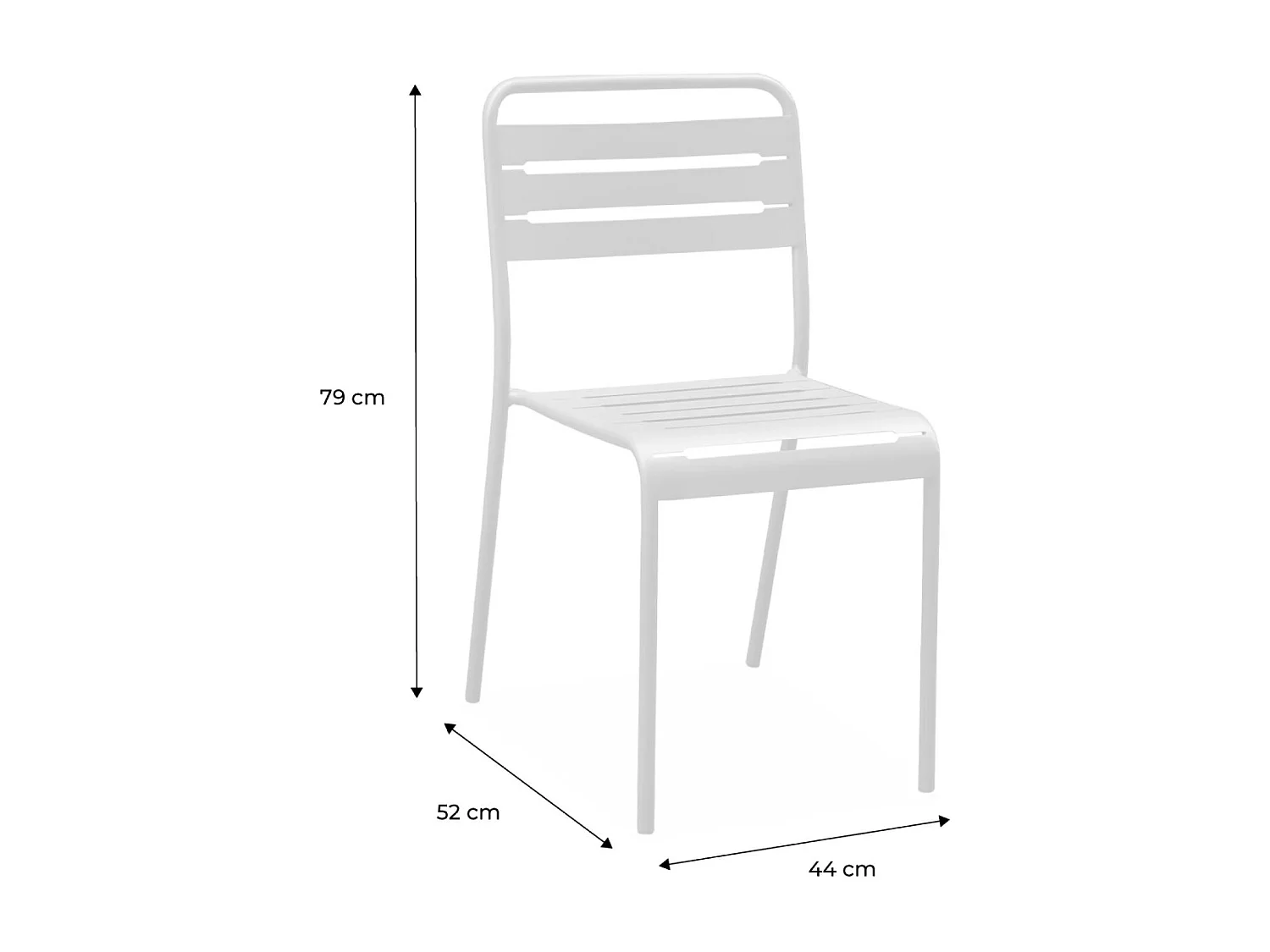 Lot de 4 chaises de jardin acier. 4 places. beige. Amelia. L44 x P52 x H79cm