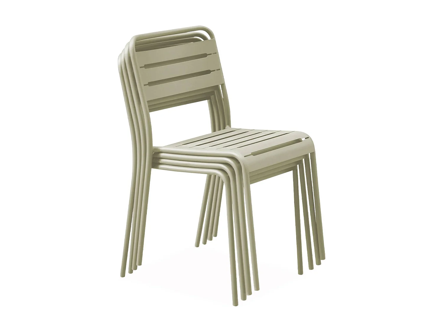 Lot de 4 chaises de jardin acier. 4 places. beige. Amelia. L44 x P52 x H79cm
