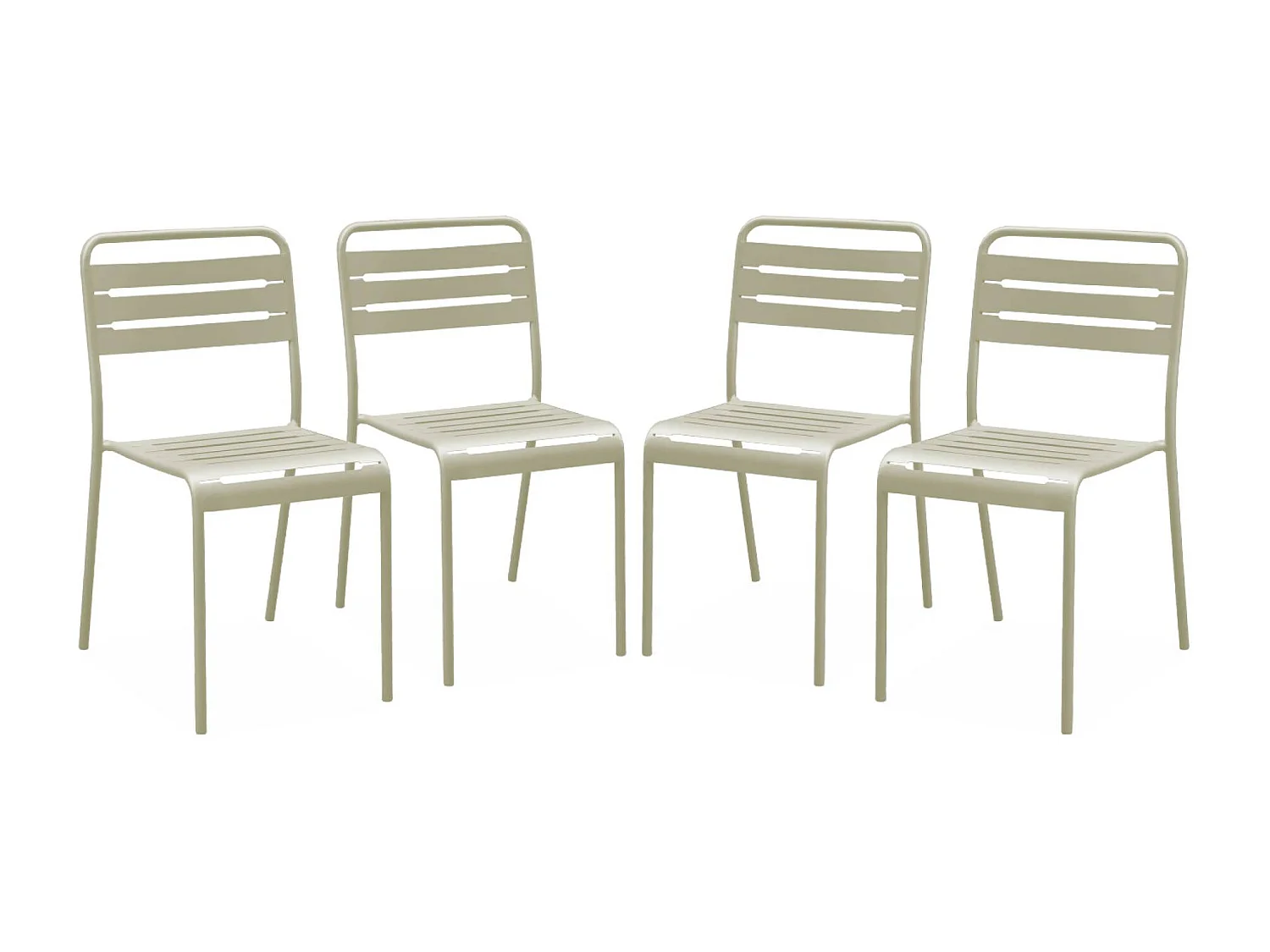 Lot de 4 chaises de jardin acier. 4 places. beige. Amelia. L44 x P52 x H79cm