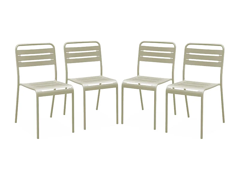 Set 4 sedie da giardino in acciaio, beige