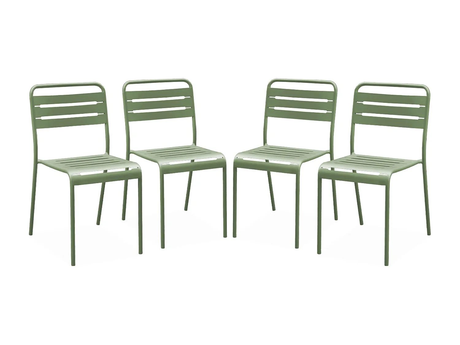 Set di 4 sedie da giardino in acciaio, verde