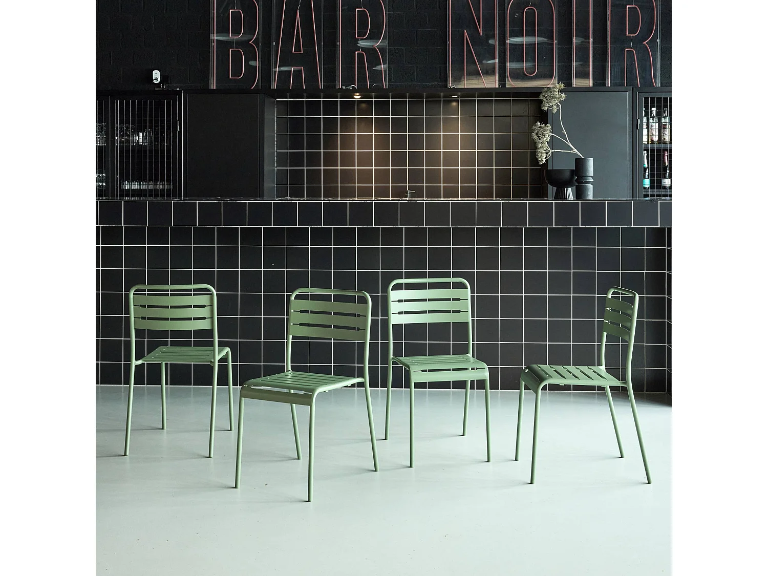 set 4 sedie da giardino bistrot in acciaio, verde