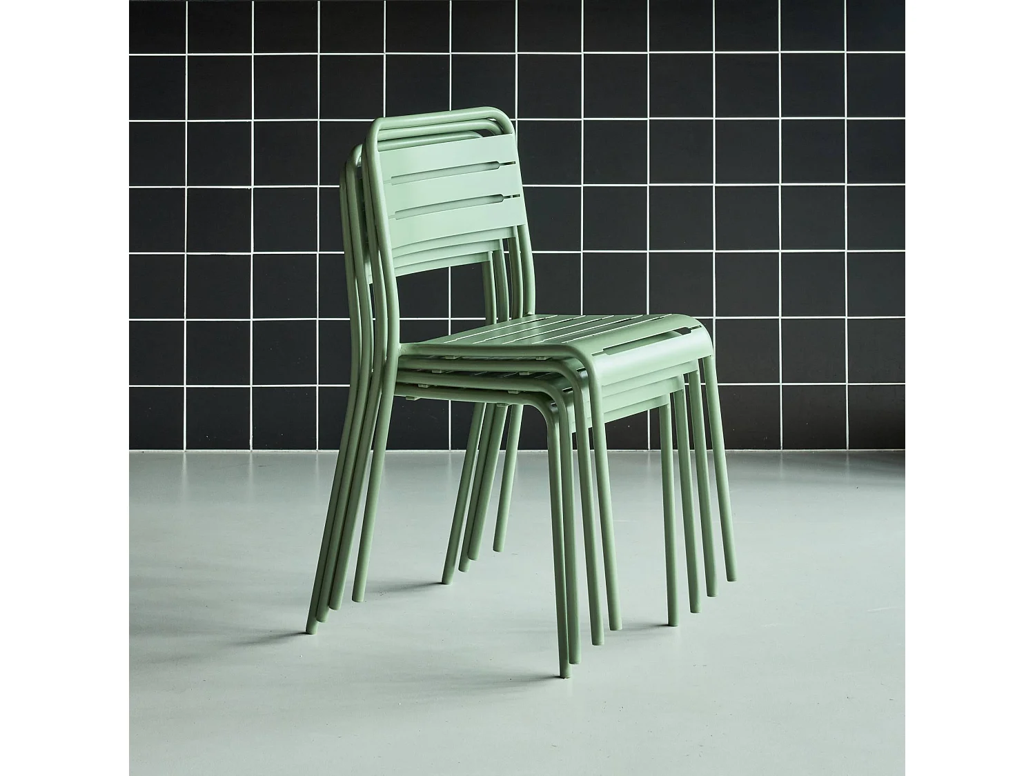 set 4 sedie da giardino bistrot in acciaio, verde