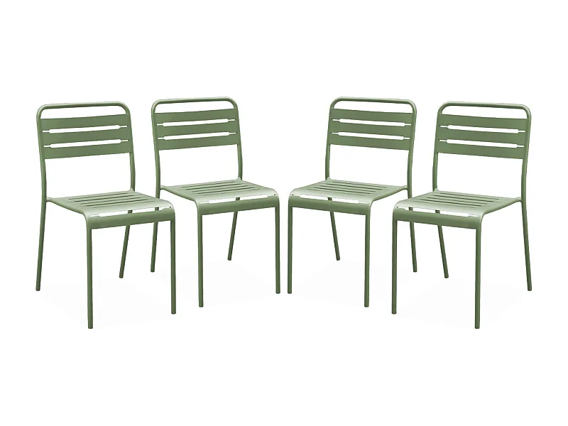 Silla de jardín de acero, set de 4 verde