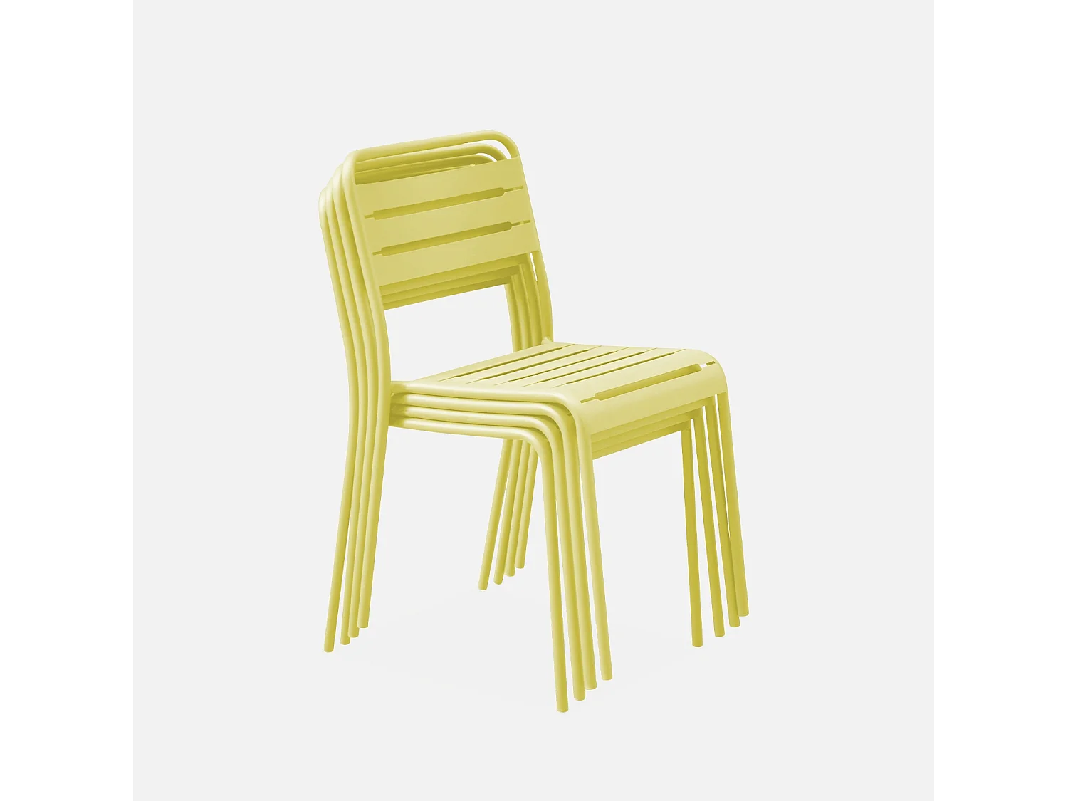 Lot de 4 chaises de jardin acier. 4 places. jaune. Amelia. L44 x P52 x H79cm