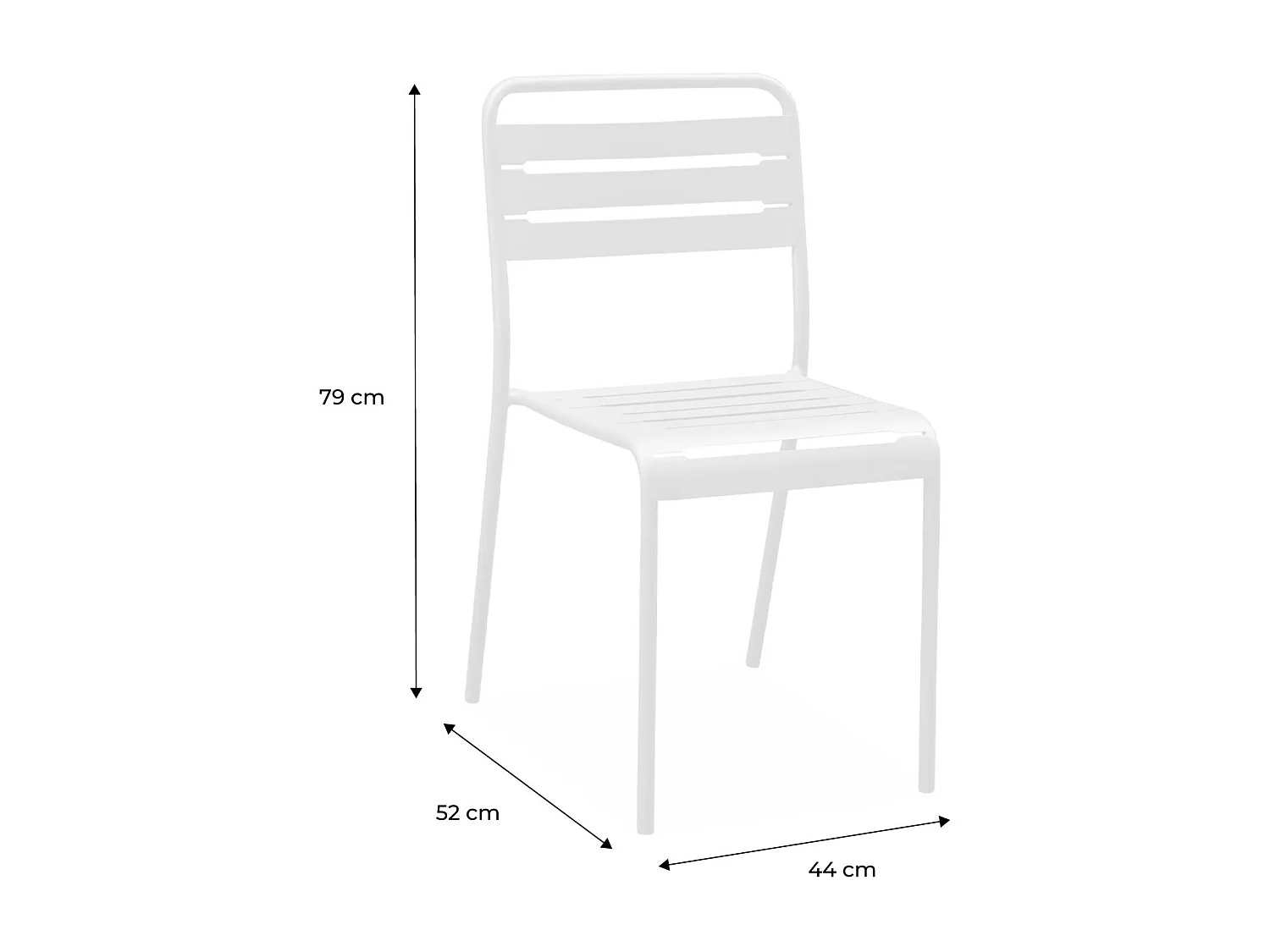 Lot de 4 chaises de jardin acier. 4 places. jaune. Amelia. L44 x P52 x H79cm