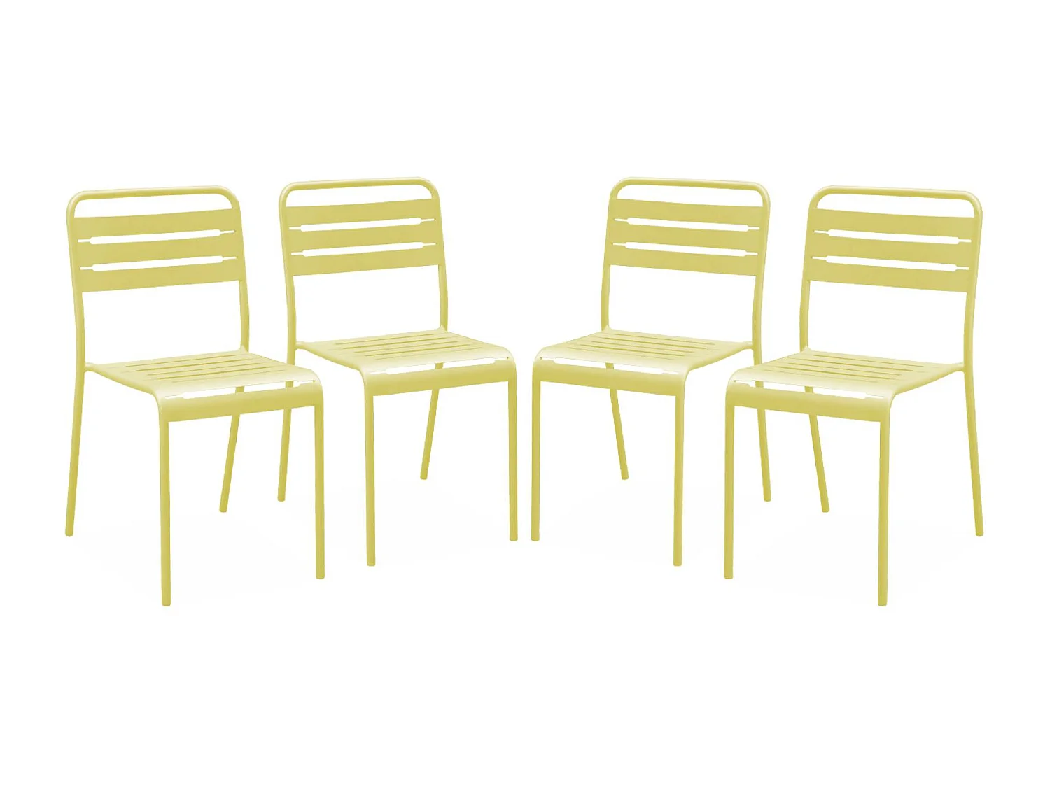 Lot de 4 chaises de jardin acier. 4 places. jaune. Amelia. L44 x P52 x H79cm
