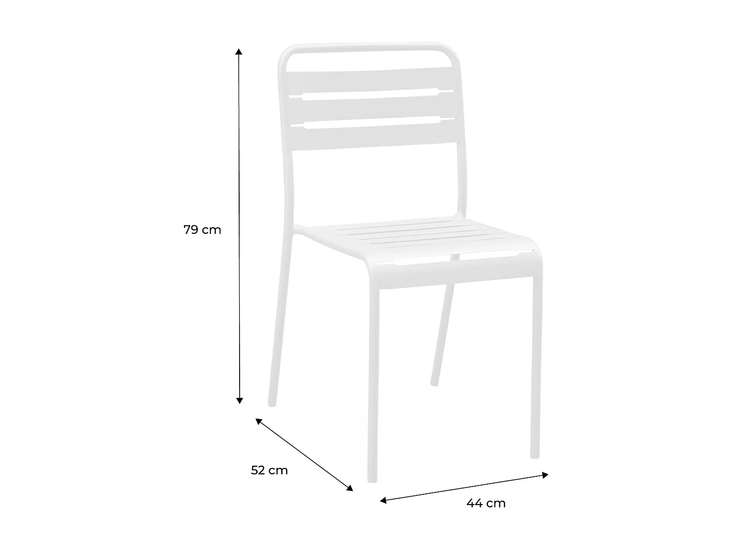 Lot de 4 chaises de jardin acier. 4 places. jaune. Amelia. L44 x P52 x H79cm