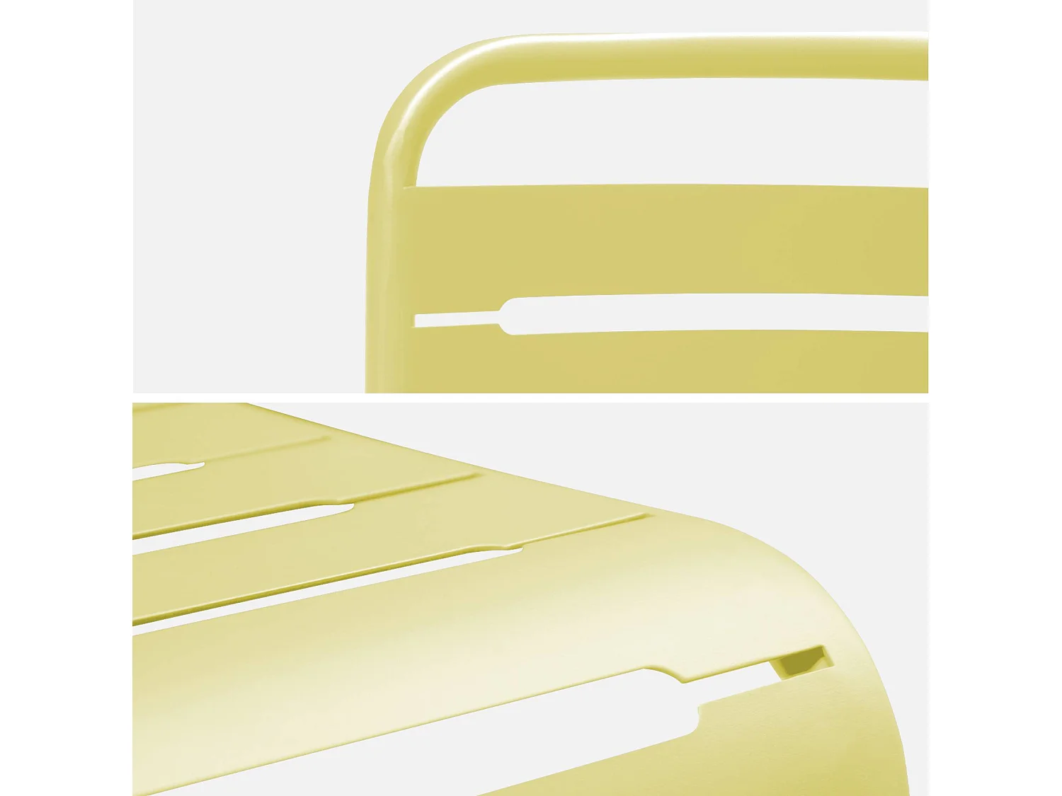 Lot de 4 chaises de jardin acier. 4 places. jaune. Amelia. L44 x P52 x H79cm