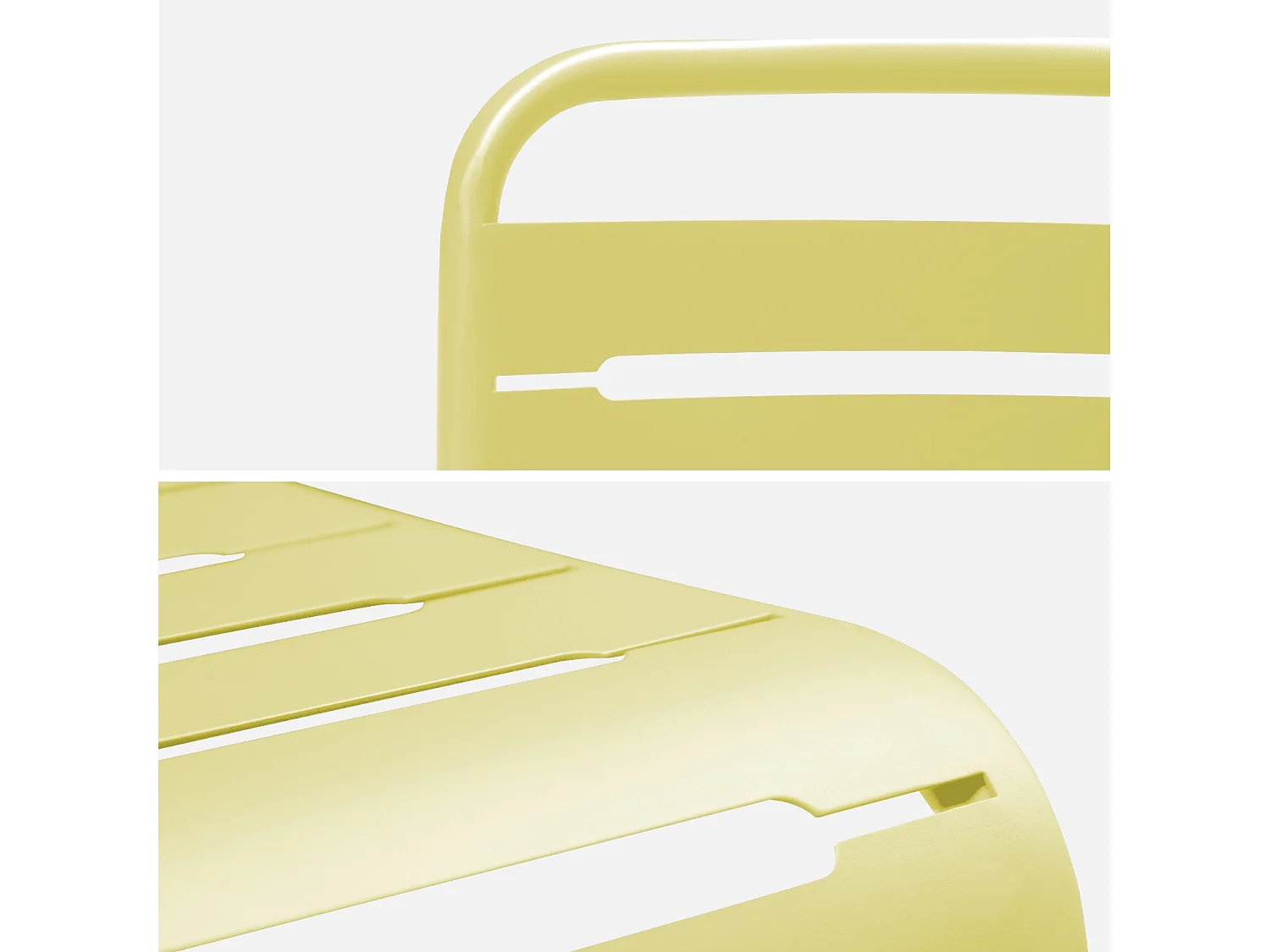 Lot de 4 chaises de jardin acier. 4 places. jaune. Amelia. L44 x P52 x H79cm