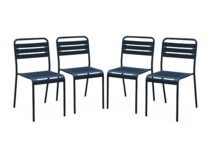 Set di 4 sedie da giardino, blu navy | sweeek