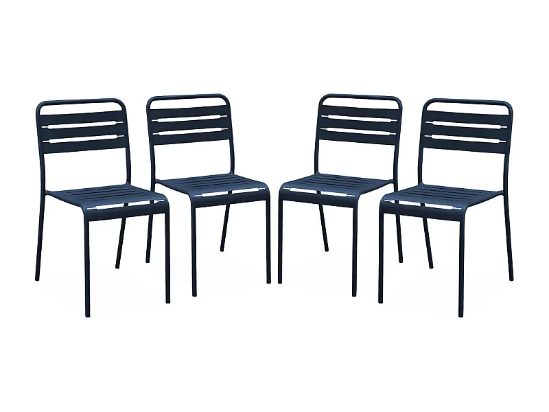 Set di 4 sedie da giardino, blu navy | sweeek