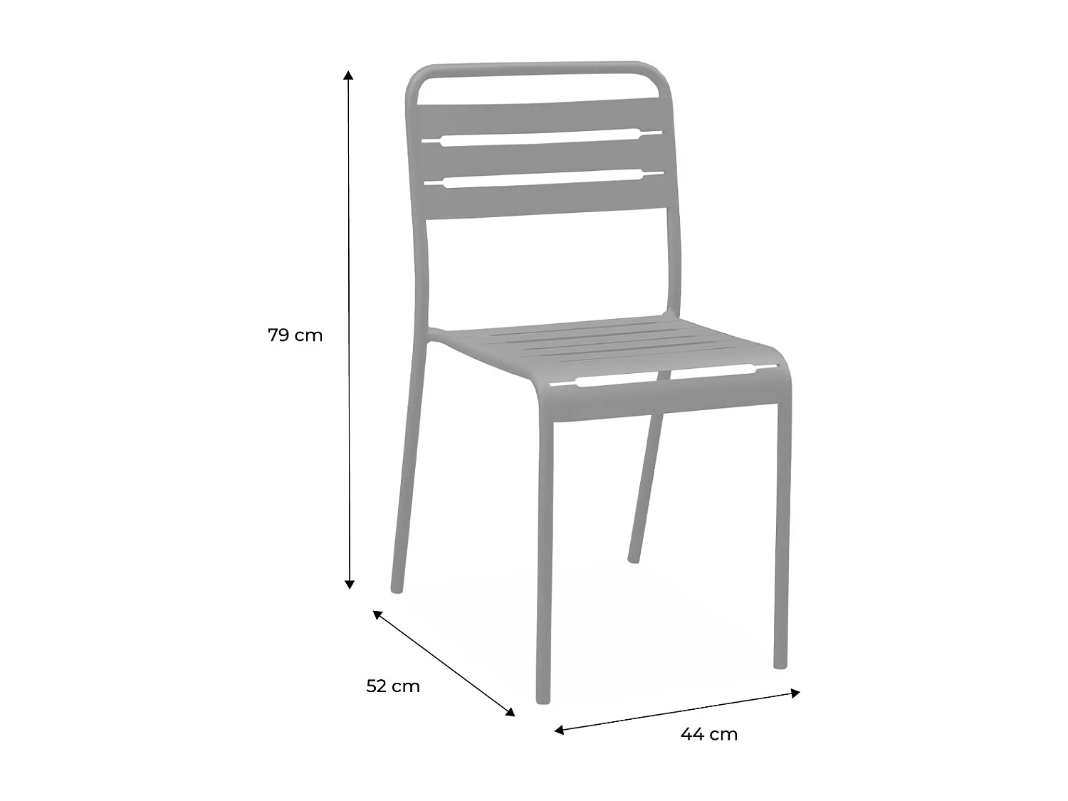 Lot de 4 chaises de jardin acier. 4 places. marine. Amelia. L44 x P52 x H79cm