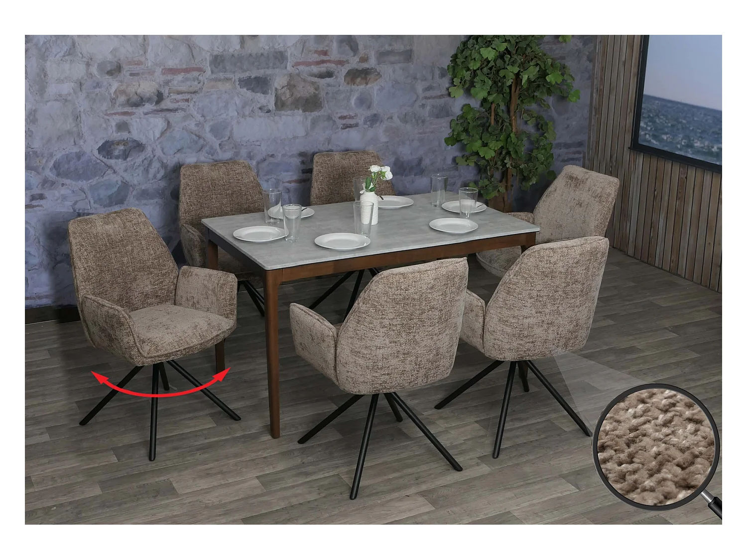 Eetkamerstoel MCW-G67 (set van 6),  bruin