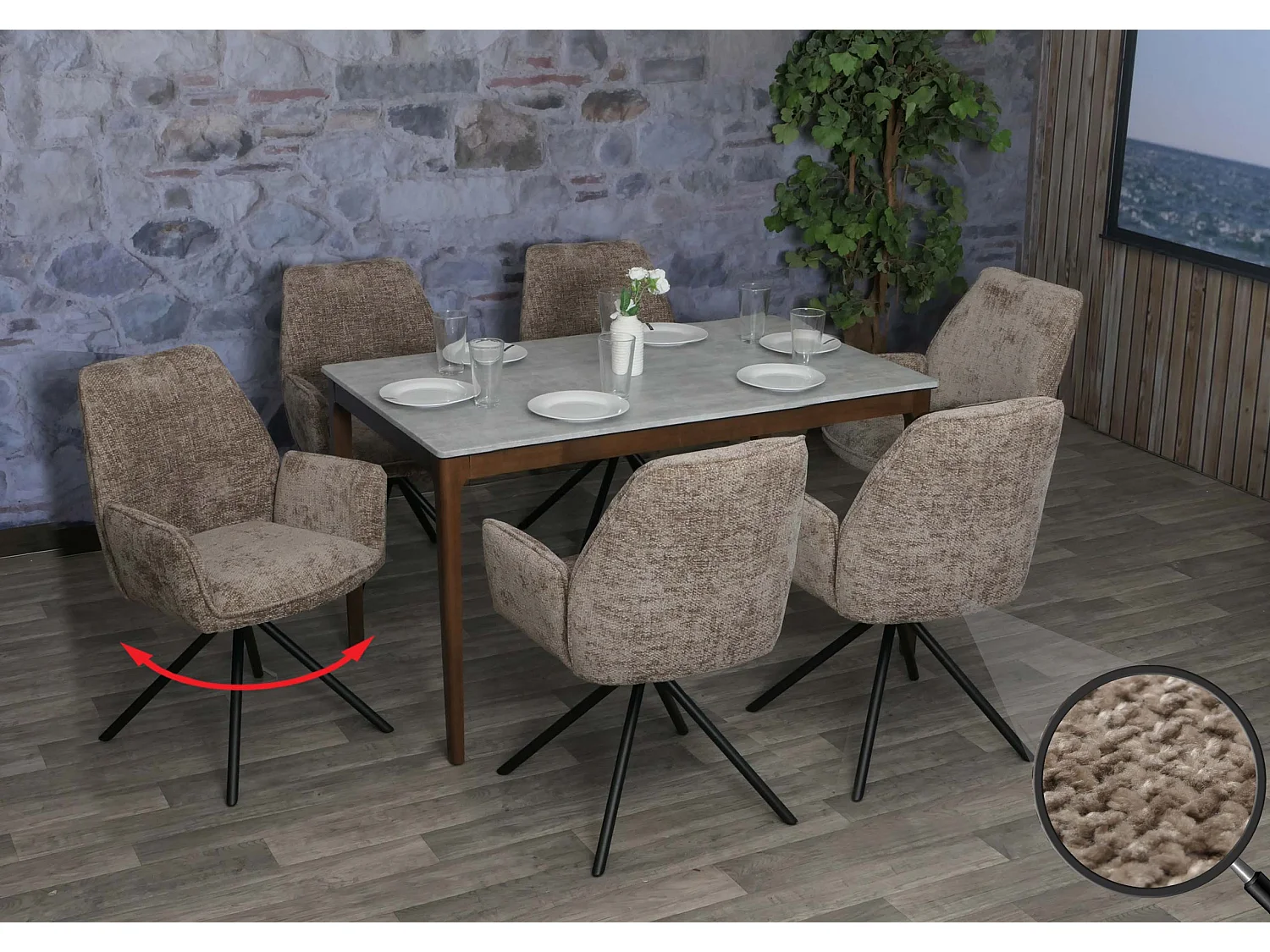 Krzesło do jadalni MCW-G67 (zestaw 6 sztuk),  brązowy