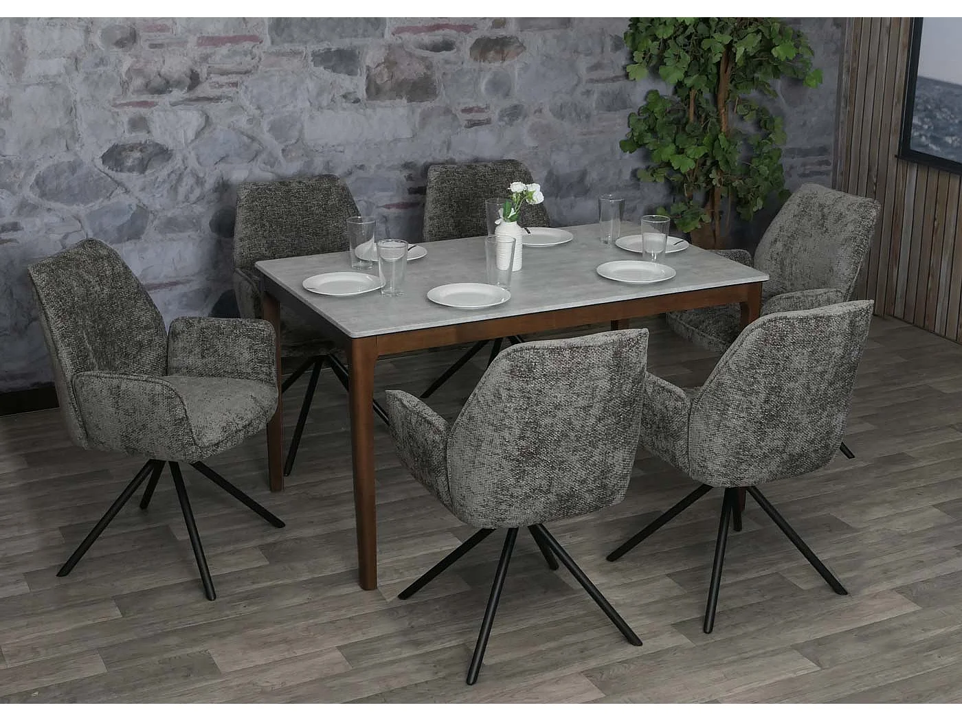 Chaise de salle à manger MCW-G67 (lot de 6),  gris foncé