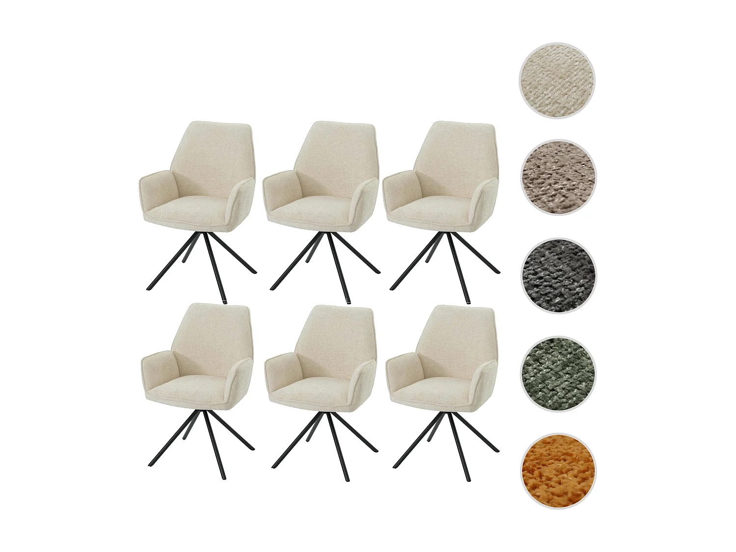 Eetkamerstoel MCW-G67 (set van 6),  crème