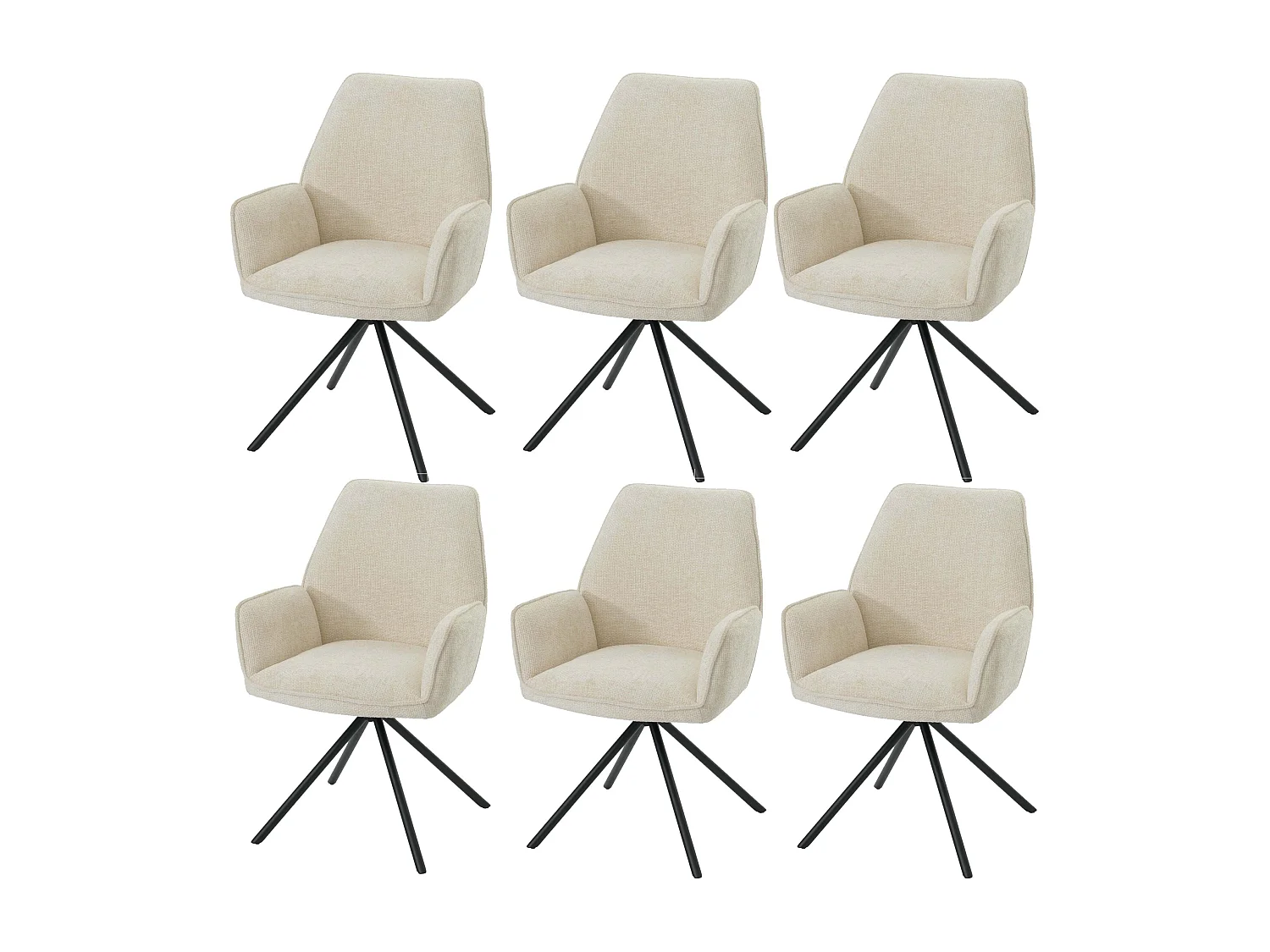 Chaise de salle à manger MCW-G67 (lot de 6),  crème