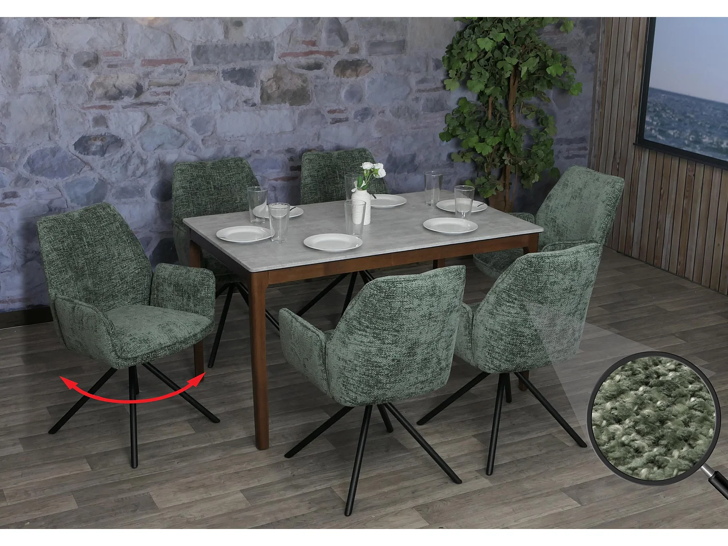 Eetkamerstoel MCW-G67 (set van 6),  groen