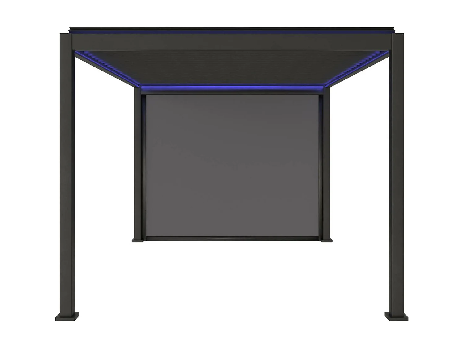 Pergola bioclimatique électrique 3x4m. aluminium. à lames orientables avec éclairage LED + store 3m