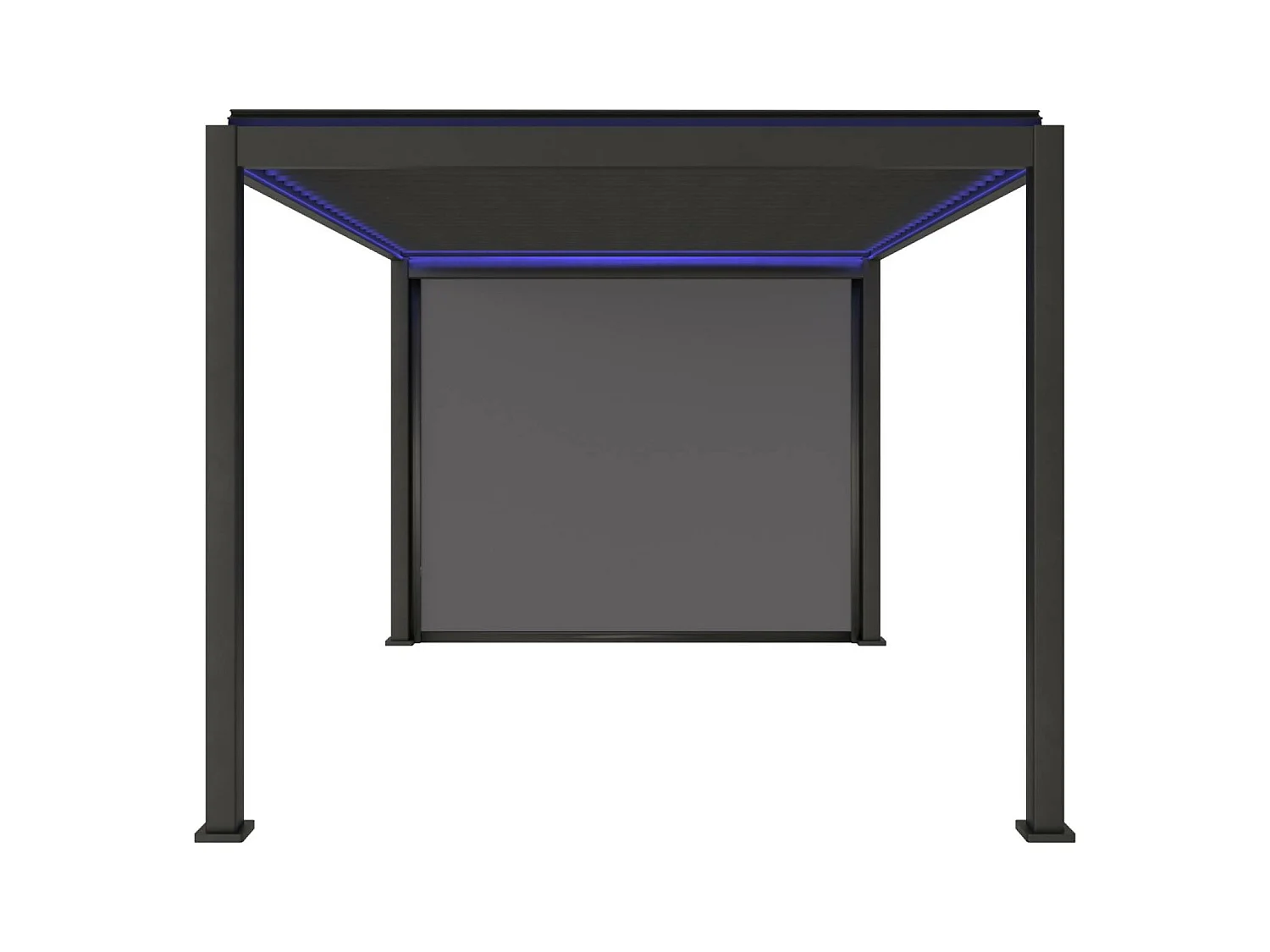 Pergola bioclimatique électrique 3x4m. aluminium. à lames orientables avec éclairage LED + store 3m