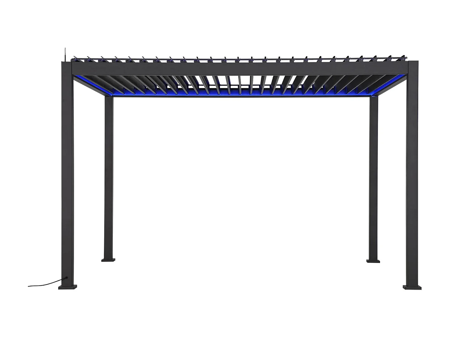 Pergola bioclimatique électrique 3x4m. aluminium. à lames orientables avec éclairage LED + store 3m