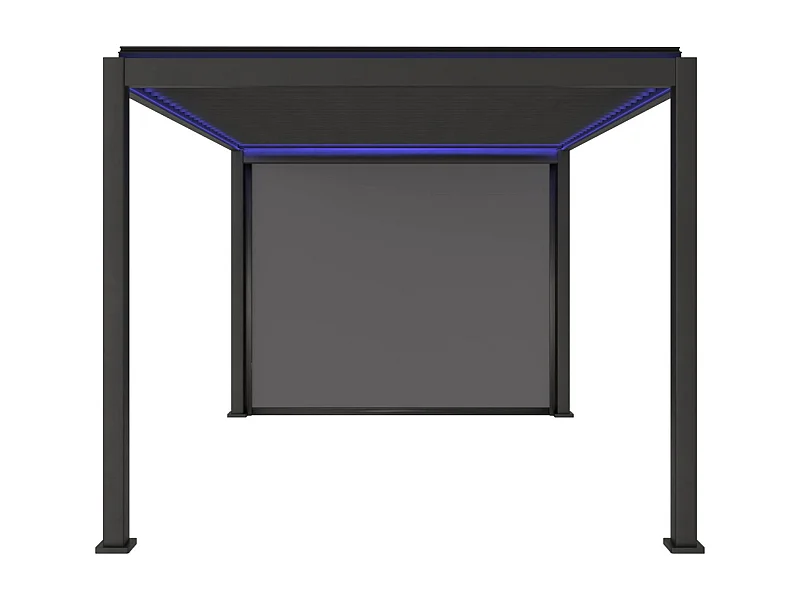 Pergola bioclimatica motorizzata in alluminio 3x4m led + 1 tenda 3m