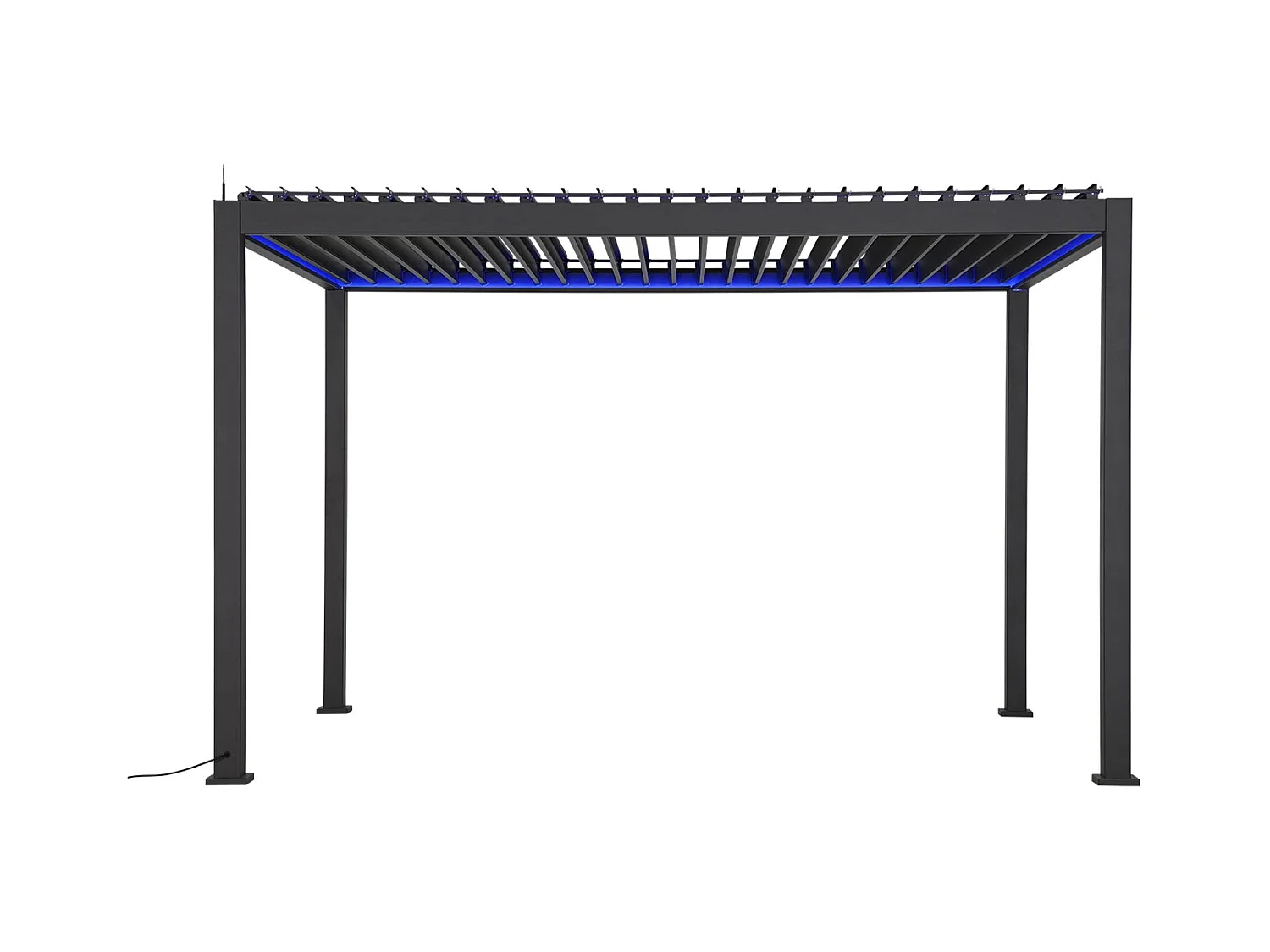 Pergola bioclimatique électrique 3x4m. aluminium. à lames orientables avec éclairage LED + store 4m