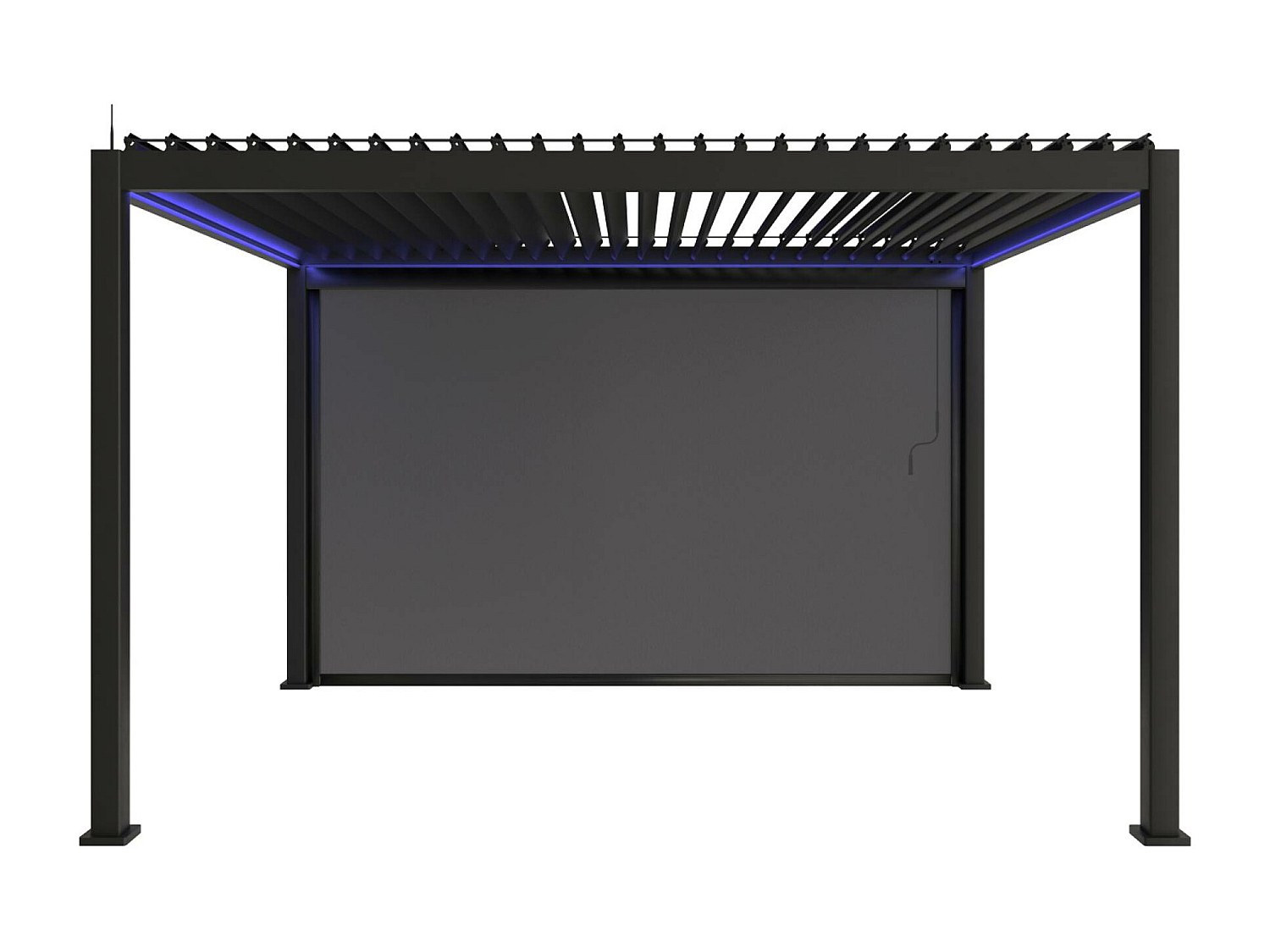 Pérgola bioclimática triomphe 3x4m led + toldo de 4m antracita