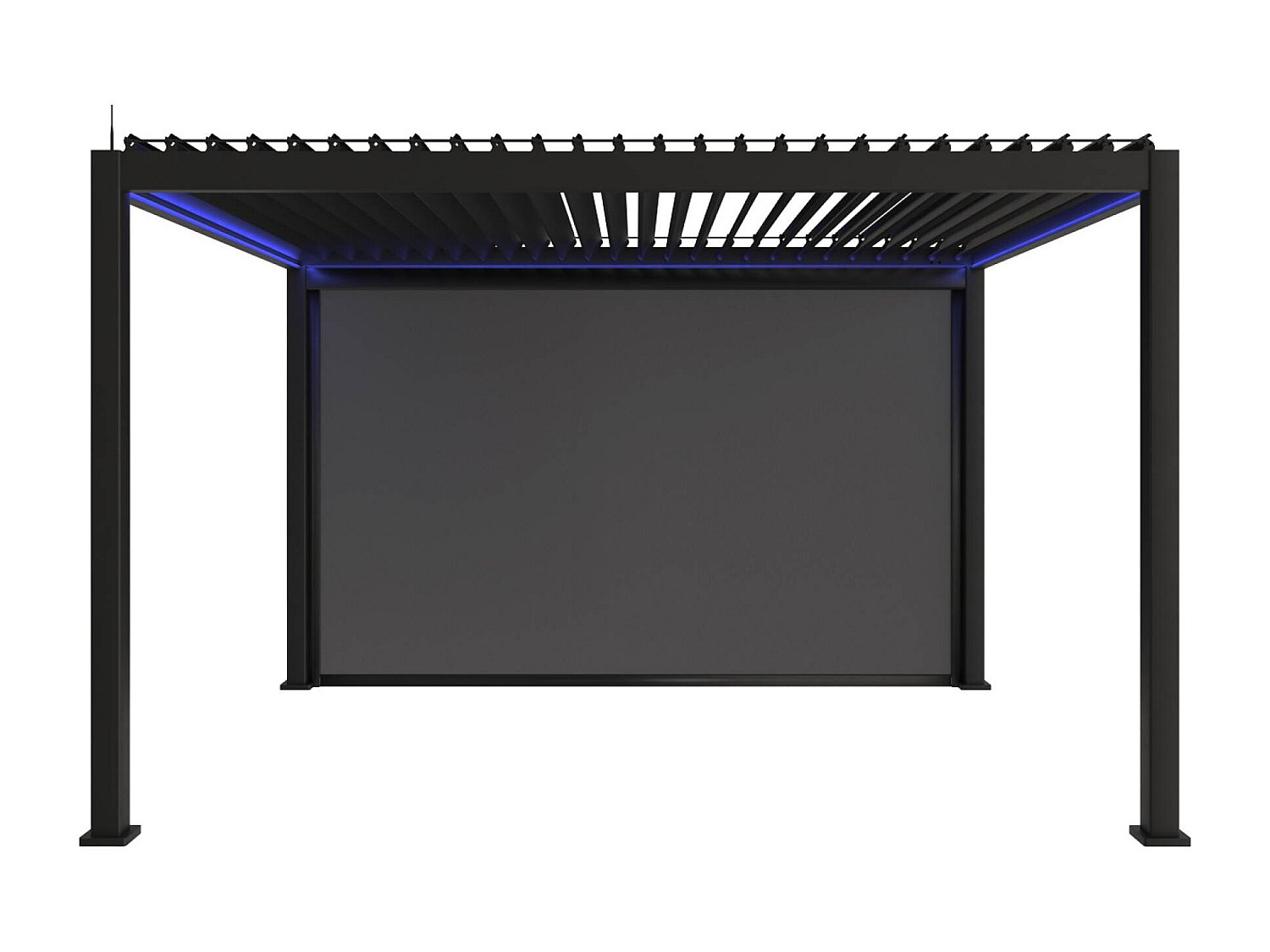 Pérgola bioclimática triomphe 3x4m led + toldo de 4m antracita