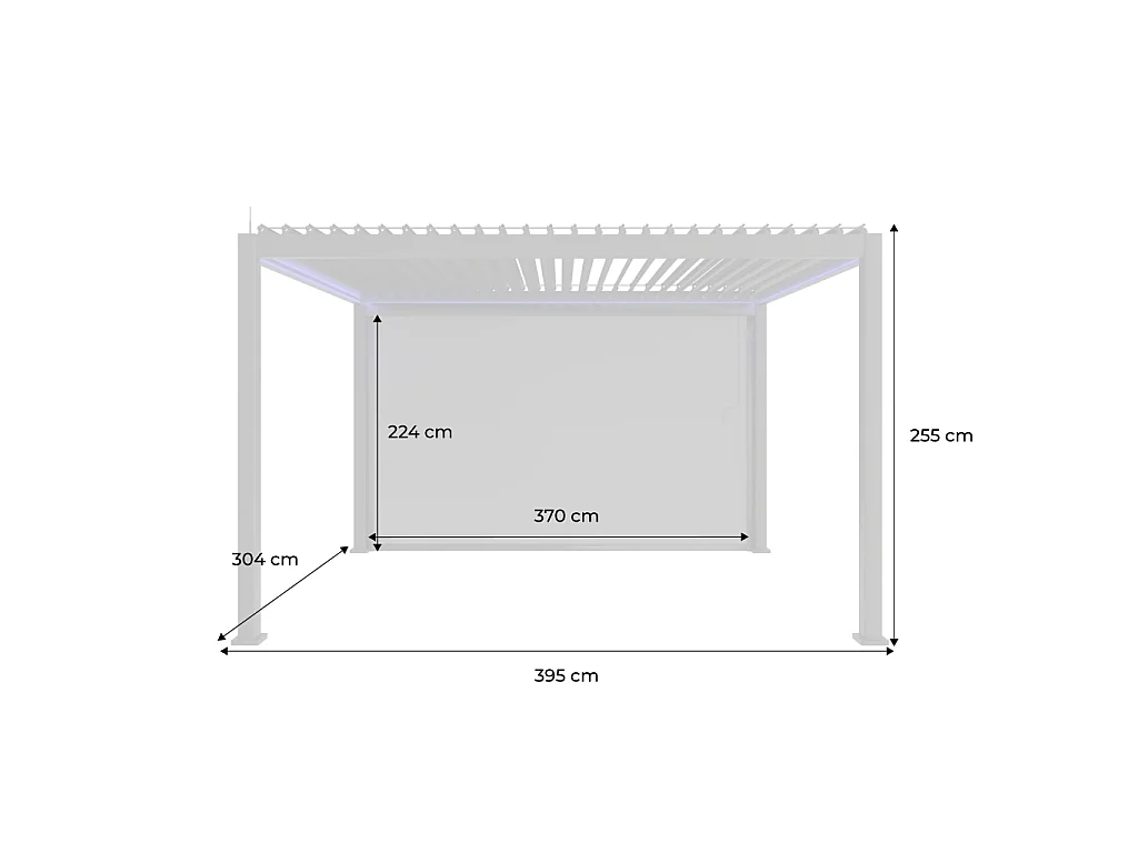 Pergola bioclimatique électrique 3x4m. aluminium. à lames orientables avec éclairage LED + store 4m