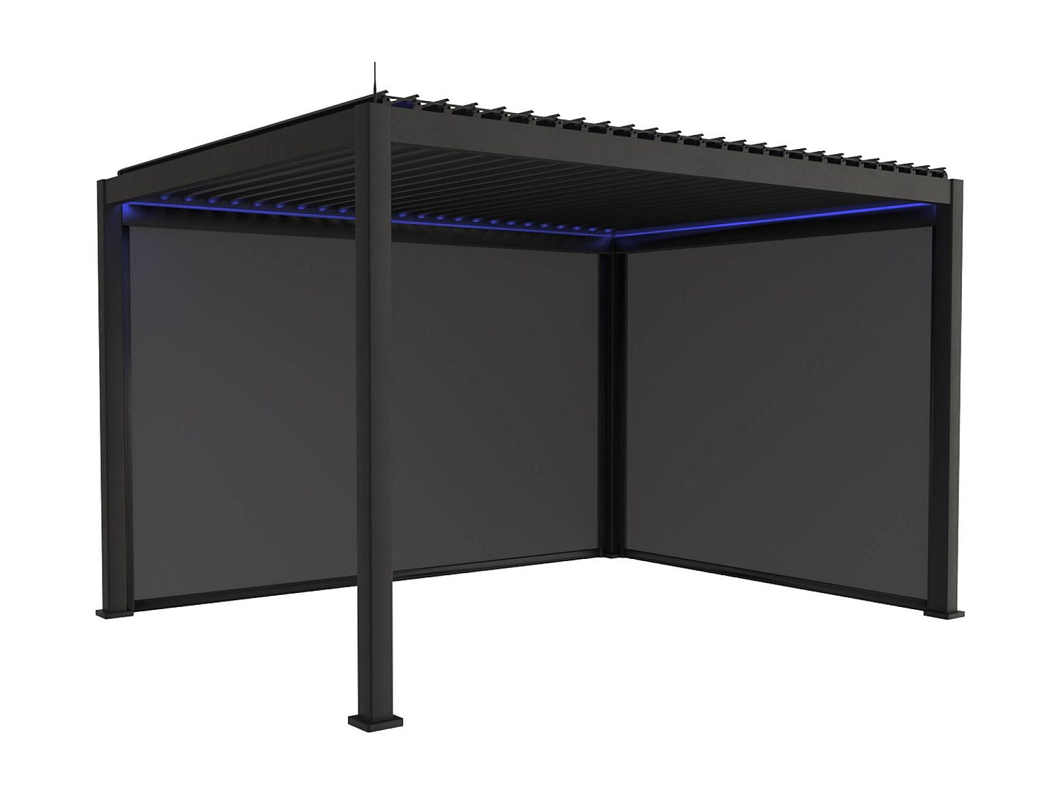 Pérgola bioclimática 3x4m eléctrica led + toldo 3m + toldo 4m