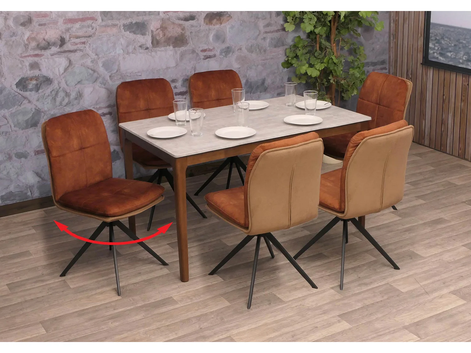 Chaise de salle à manger MCW-M68 (lot de 6),  marron