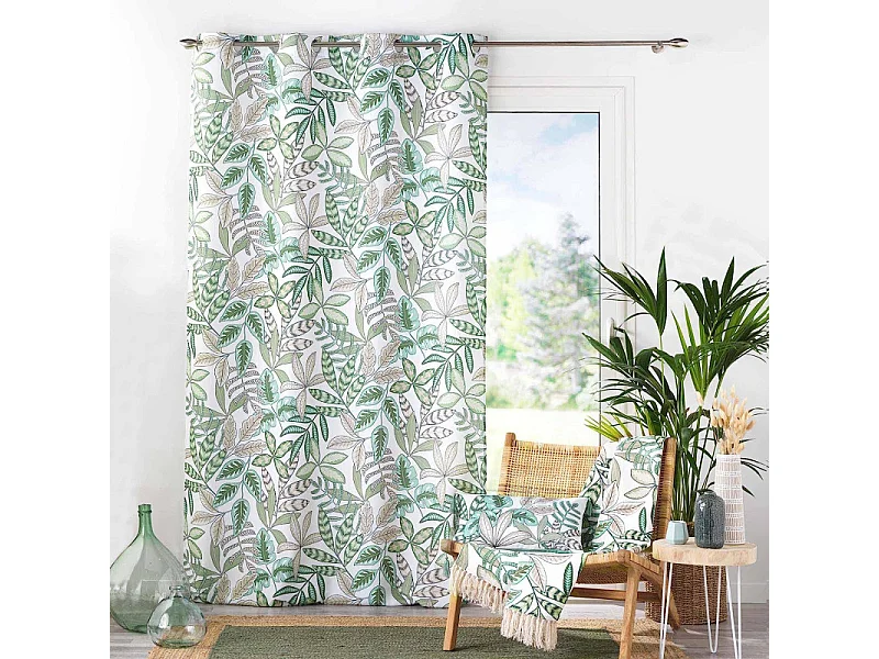 Rideau à Œillets Imprimé "Beautaline" 140x260cm Vert