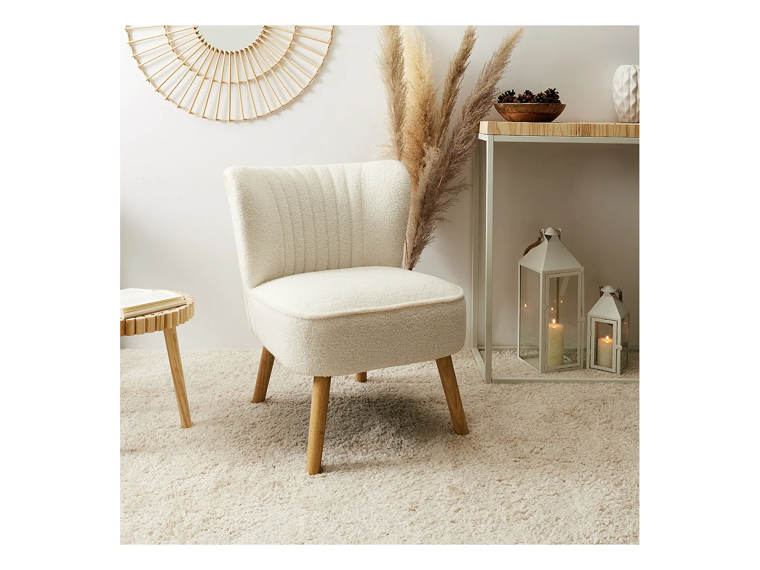 Fauteuil Bouclette Erika Blanc