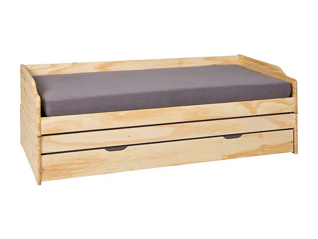 Lit Banquette Enfant Bois "Axel" 90x200cm Naturel